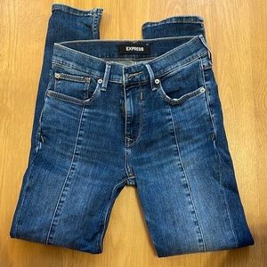 Express Blue Ankle Cropped Jeans with Classic Indigo Wash